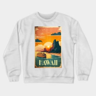 Hawaii Beach Vintage Travel Art Poster Crewneck Sweatshirt